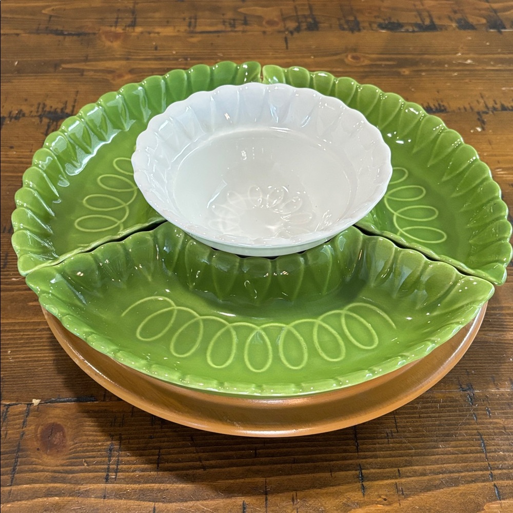 Green and Brown Ceramic Serving Platter